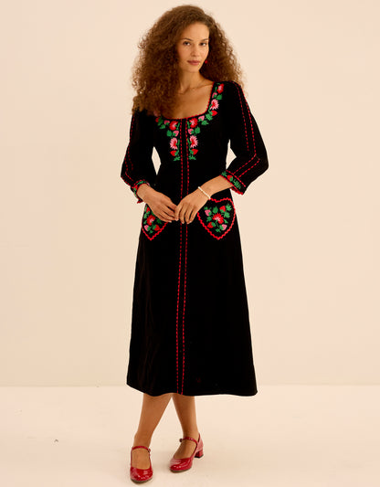 Pink City Prints Strawberry Embroidery Olivia Dress