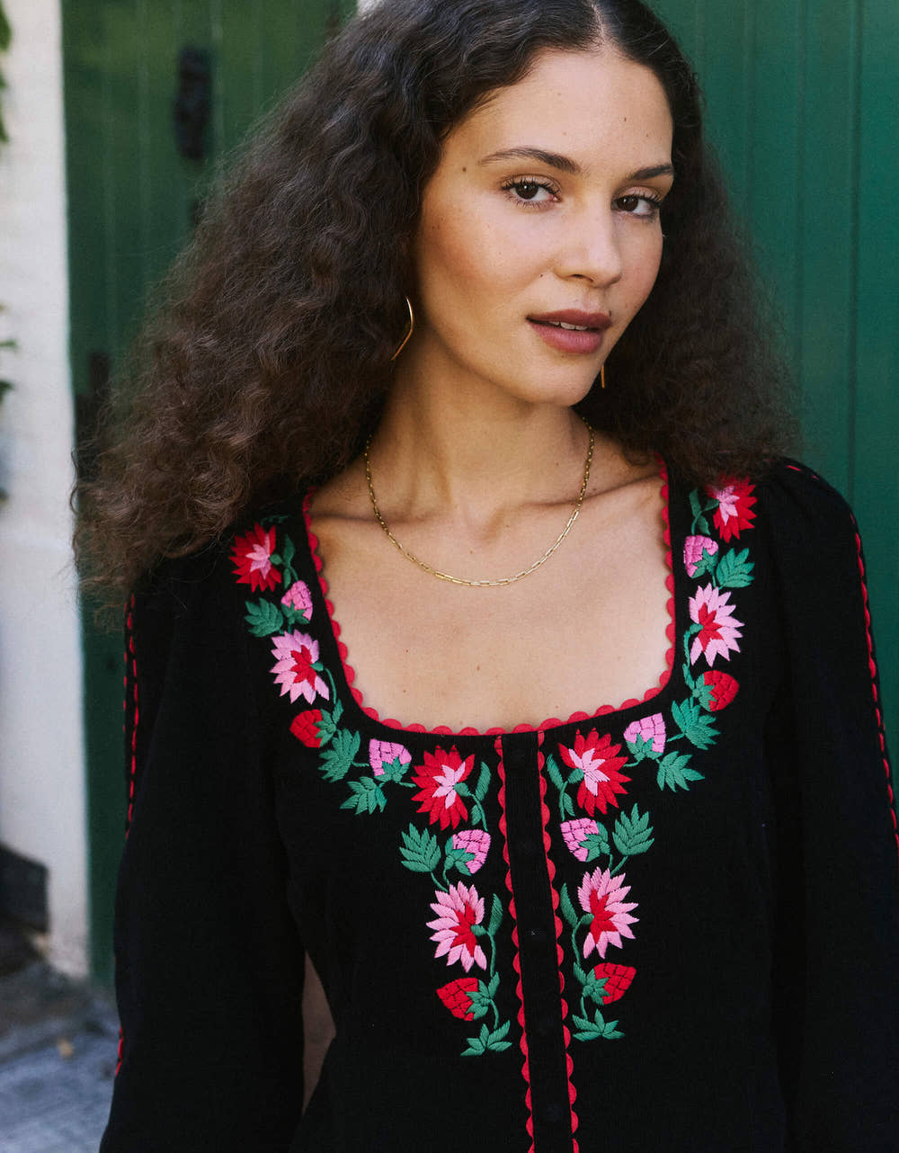 Pink City Prints Strawberry Embroidery Olivia Dress