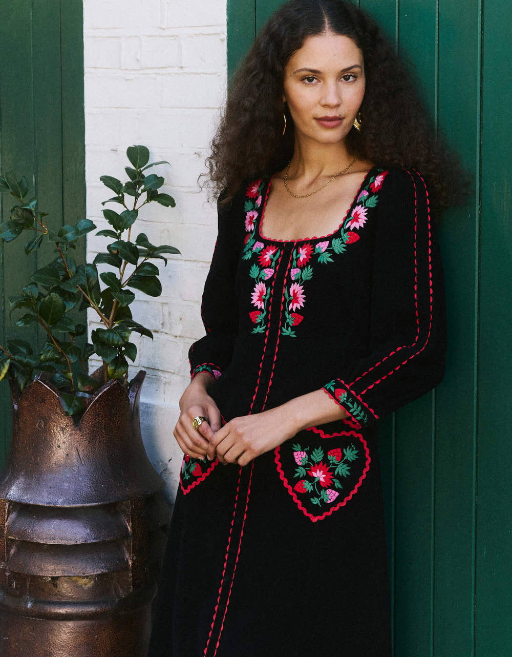 Pink City Prints Strawberry Embroidery Olivia Dress