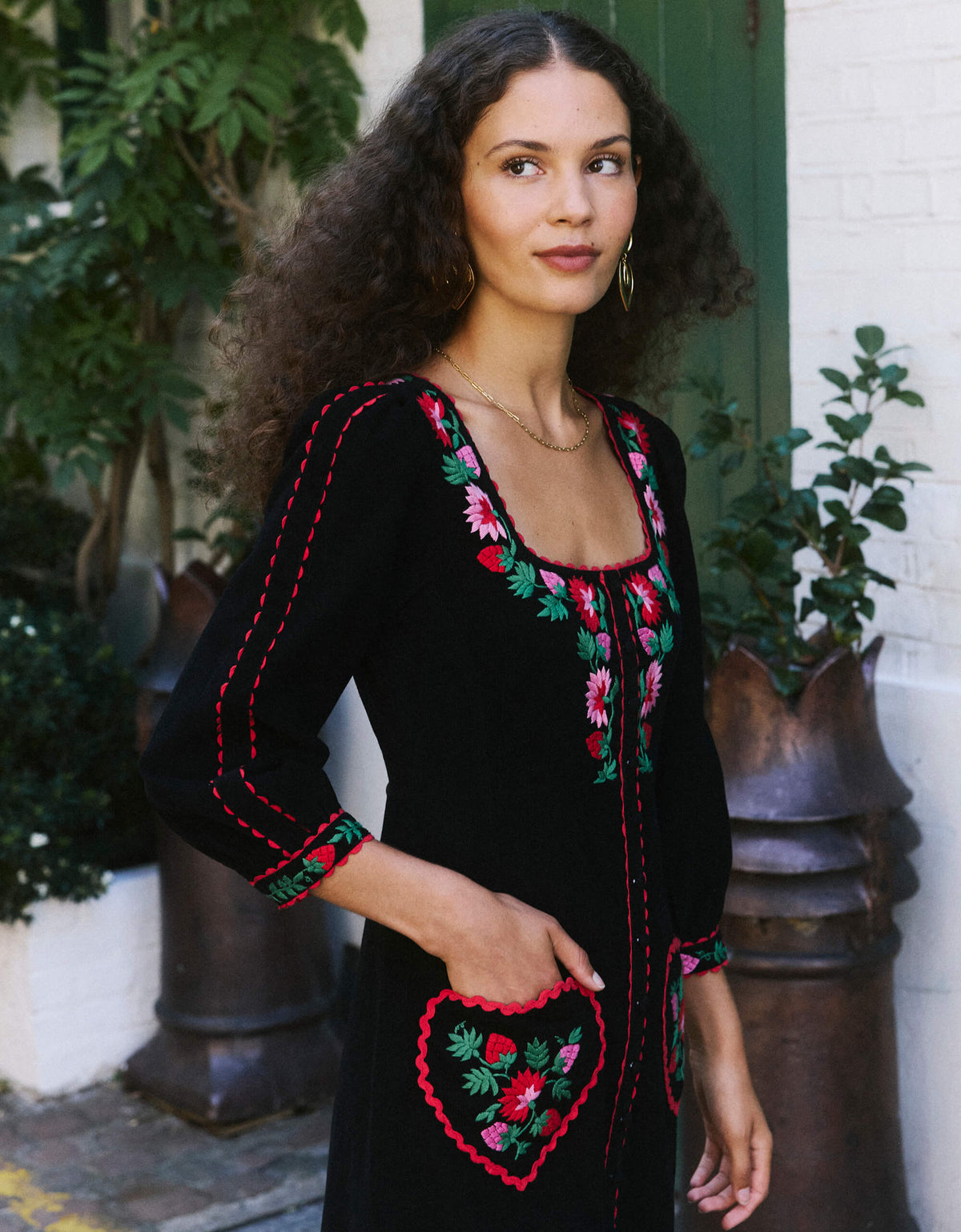Pink City Prints Strawberry Embroidery Olivia Dress