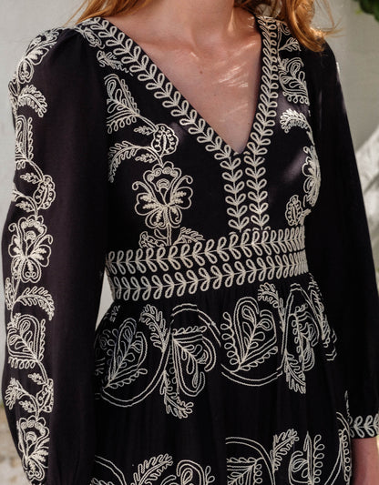 Pink City Prints Sweetheart Cord Embroidery Phoebe Dress