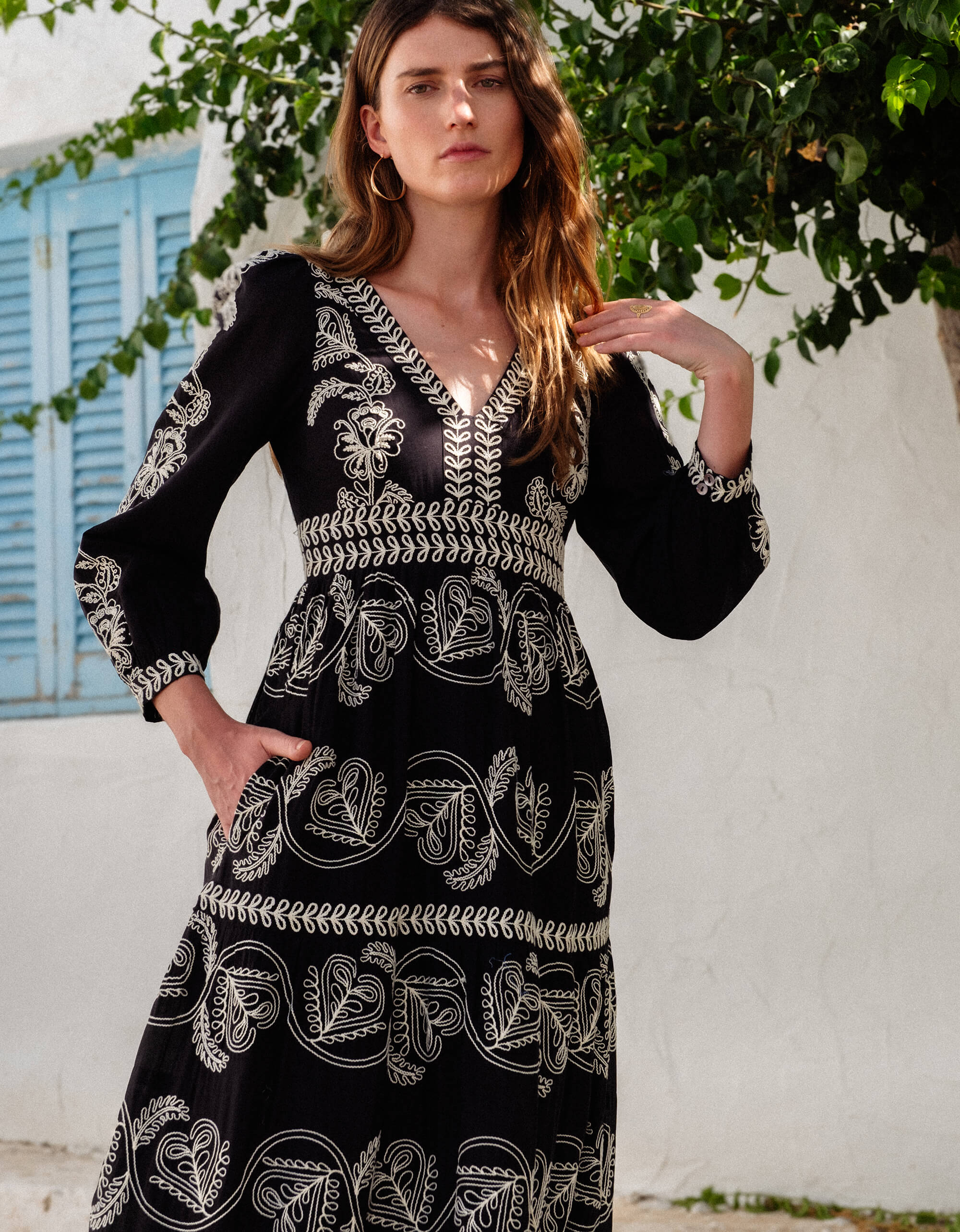 Pink City Prints Sweetheart Cord Embroidery Phoebe Dress