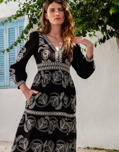 Pink City Prints Sweetheart Cord Embroidery Phoebe Dress