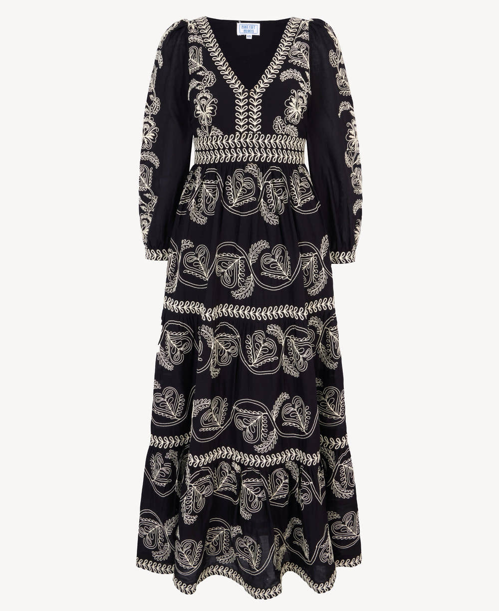 Pink City Prints Sweetheart Cord Embroidery Phoebe Dress