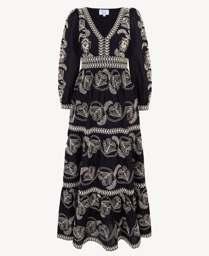 Pink City Prints Sweetheart Cord Embroidery Phoebe Dress