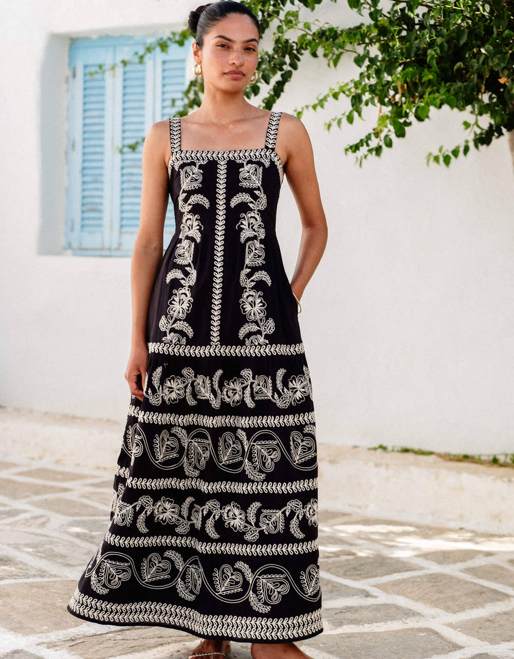 Pink City Prints Sweetheart Cord Embroidery Rio Dress