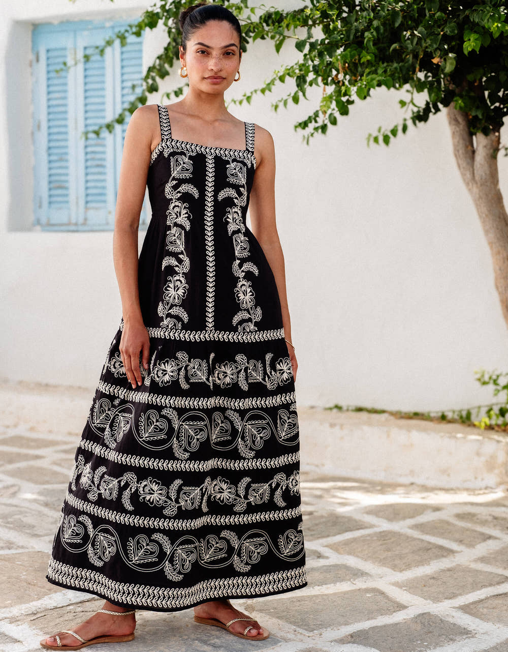 Pink City Prints Sweetheart Cord Embroidery Rio Dress