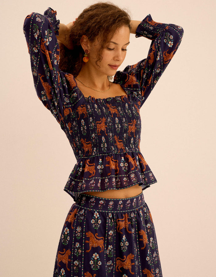 Pink City Prints Tiger Border Florence Top
