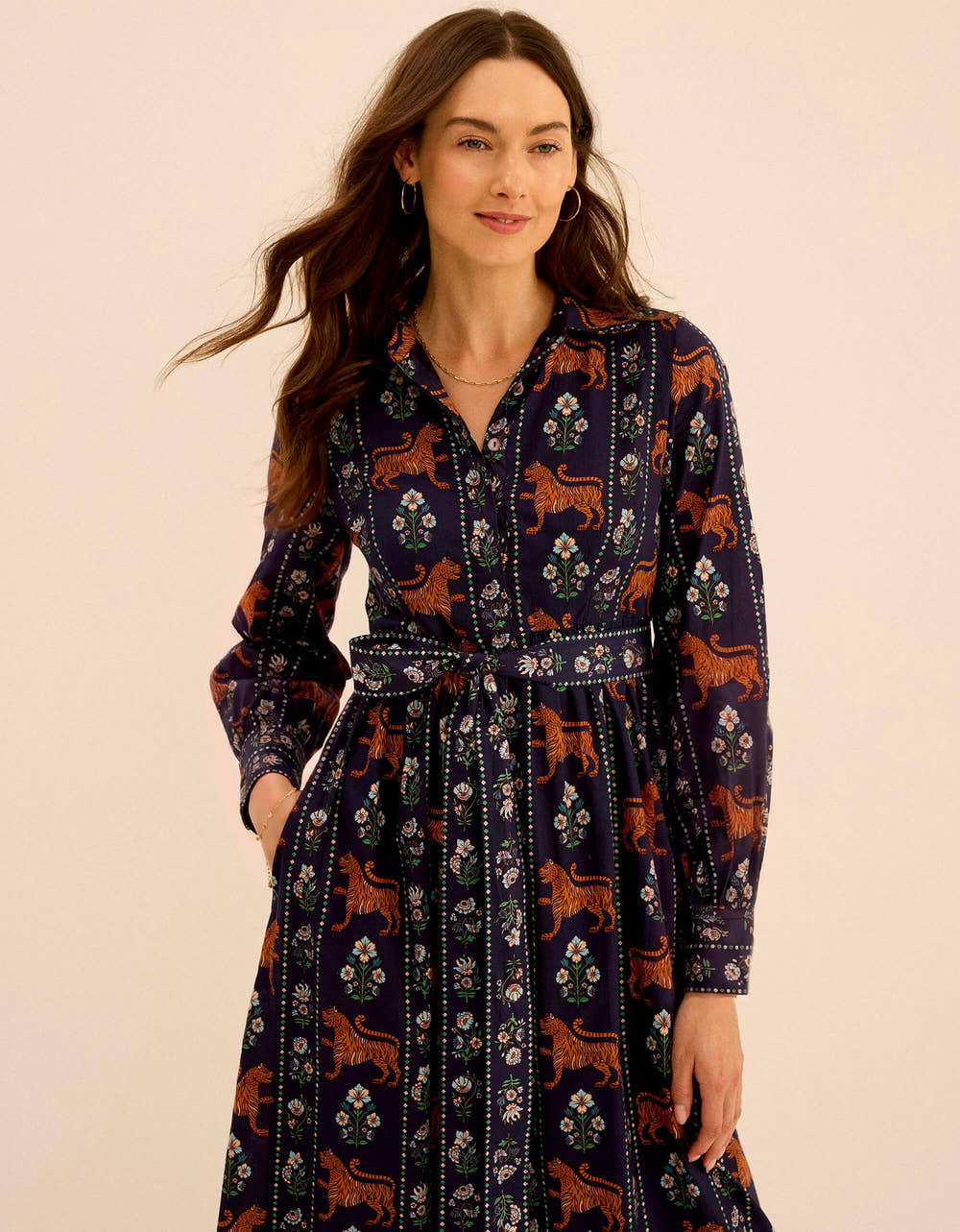 Pink City Prints Tiger Border Gina Dress