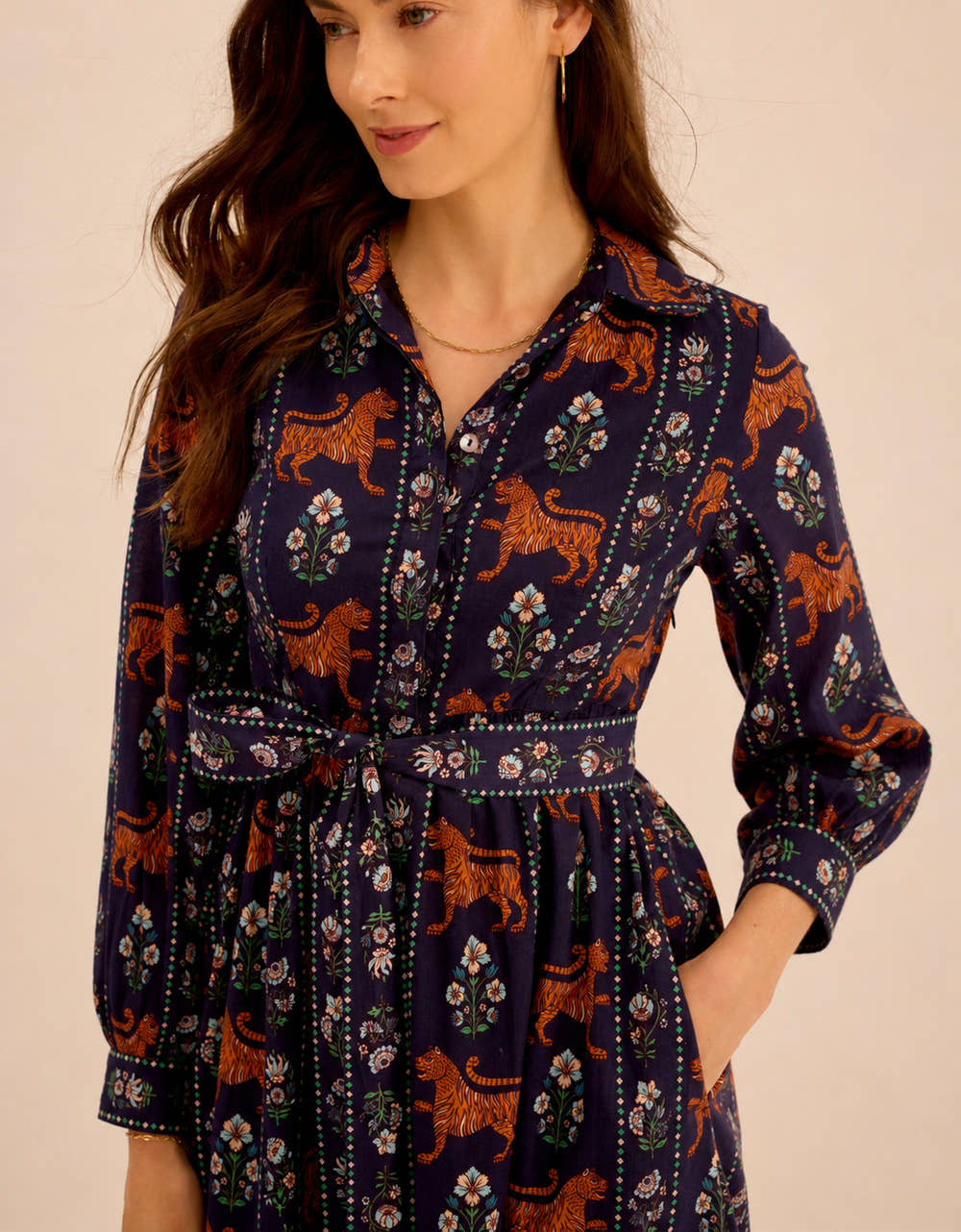 Pink City Prints Tiger Border Gina Dress
