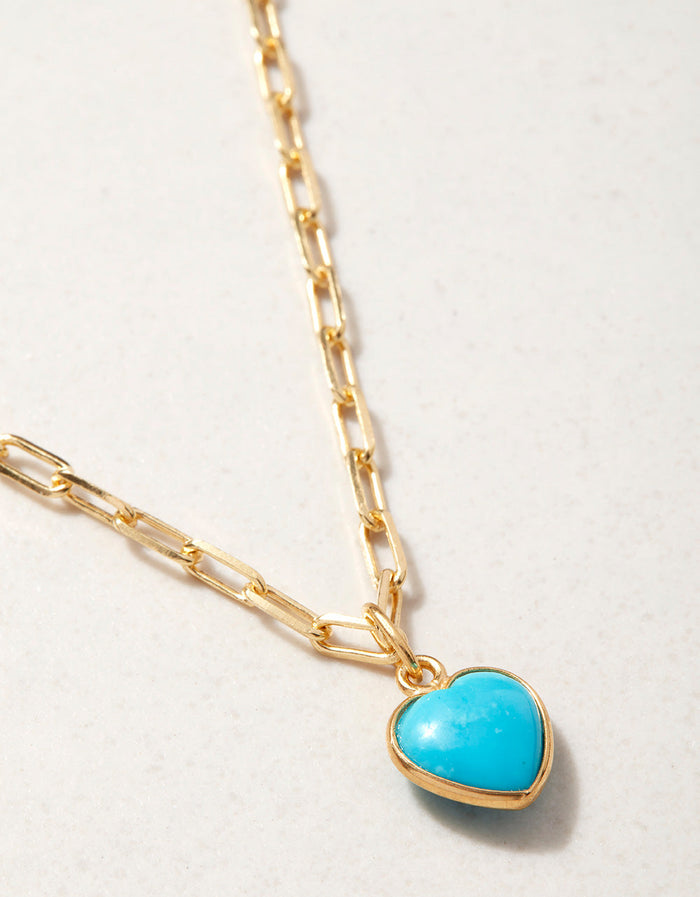 Pink City Prints Turquoise Heart Necklace