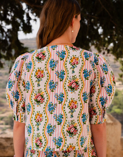 Pink City Prints Vintage Bouquet Beau Blouse