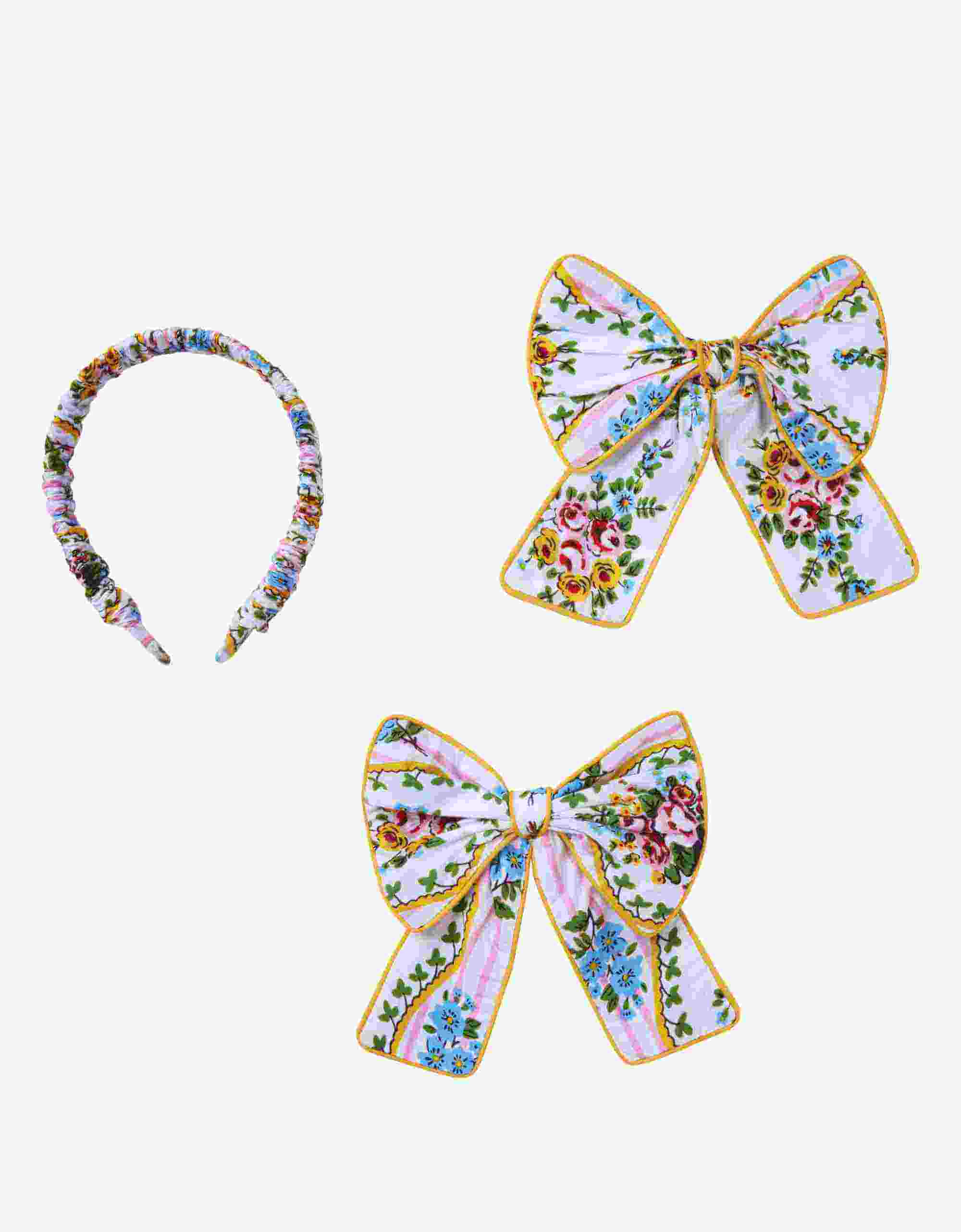 Pink City Prints Vintage Bouquet Headband and Bow Set