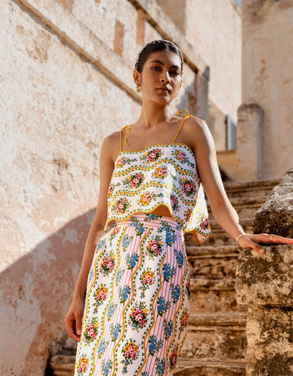 Pink City Prints Vintage Bouquet Sicily Top