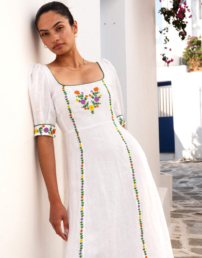 Pink City Prints Vintage Daisy Embroidery Sierra Dress
