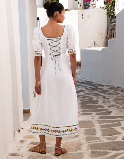 Pink City Prints Vintage Daisy Embroidery Sierra Dress