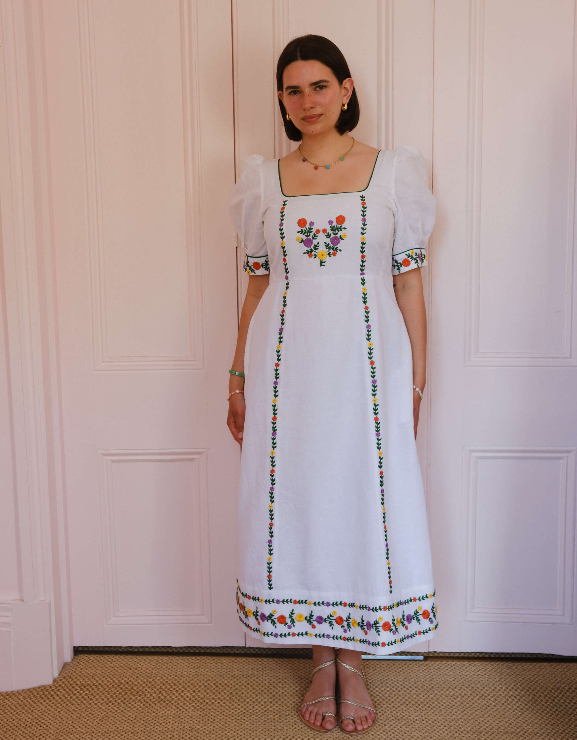 Pink City Prints Vintage Daisy Embroidery Sierra Dress