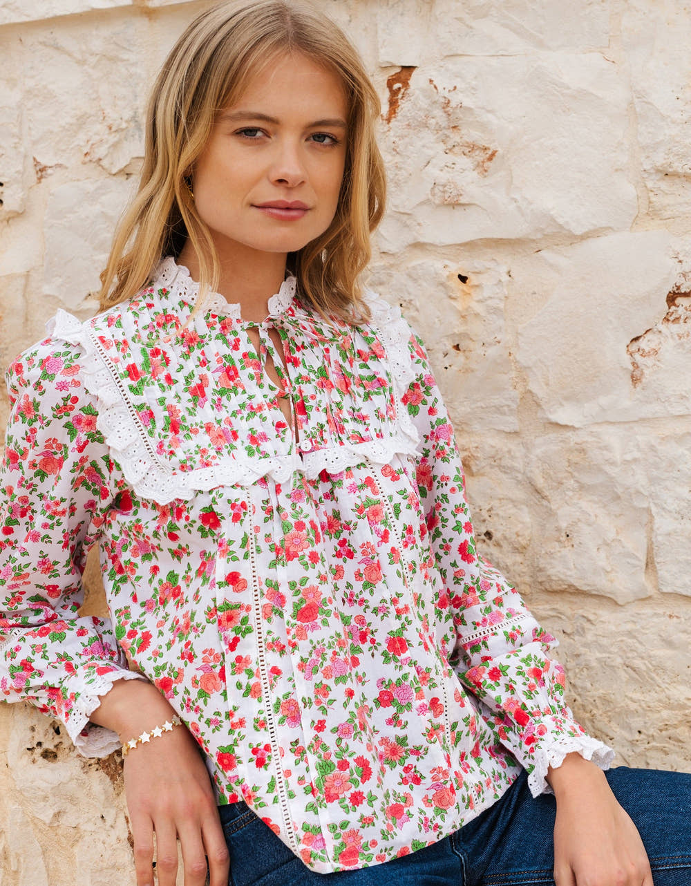 Pink City Prints Vintage Ditsy Nettie Blouse