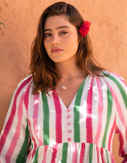 Pink City Prints Watermelon Stripe Manila Dress